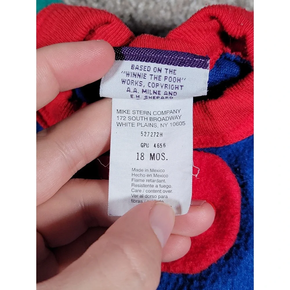 Vintage Winnie The Pooh Sleeper Footed Pajama Full Zip 18 Months Blue 90s Disney